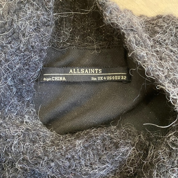 ALL SAINTS wool, alpaca cardigan with leather sleeves. - Picture 6 of 8